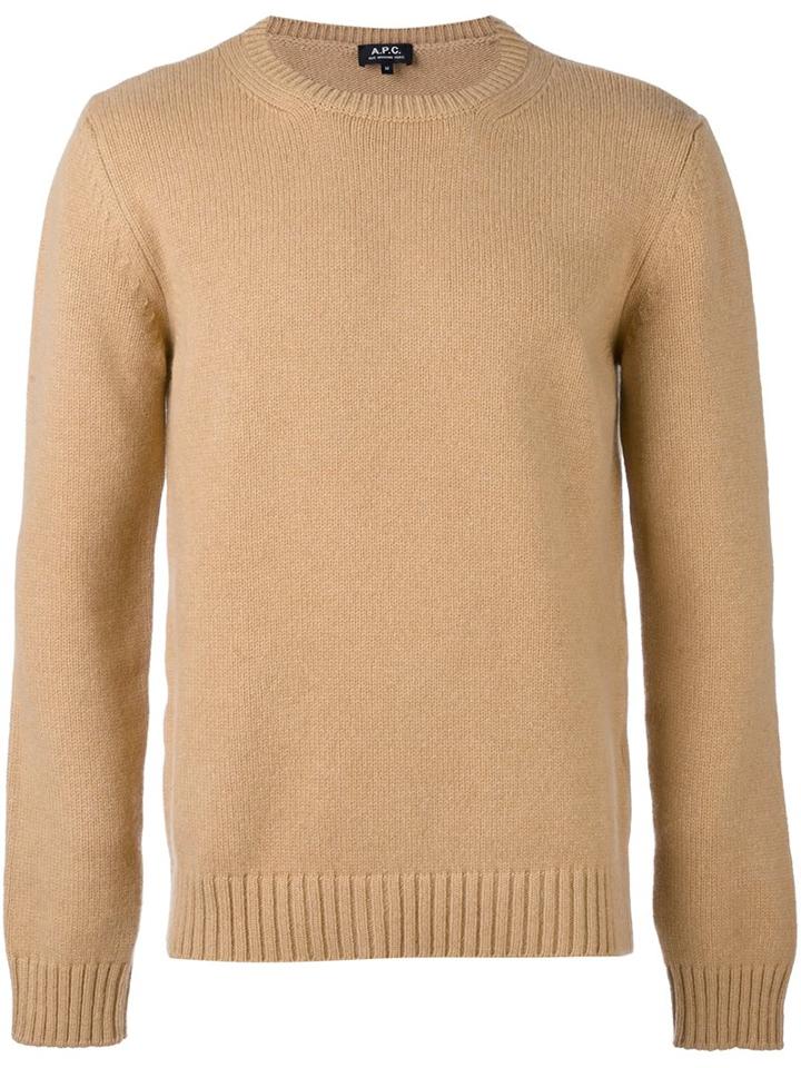 A.p.c. Crew Neck Pullover, Men's, Size: Xl, Nude/neutrals, Polyamide/wool