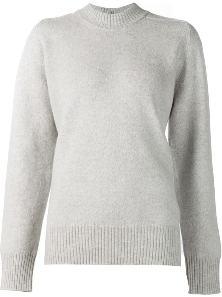 Victoria Beckham Asymmetric Buttoned Sweater, Women's, Size: 1, Grey, Wool