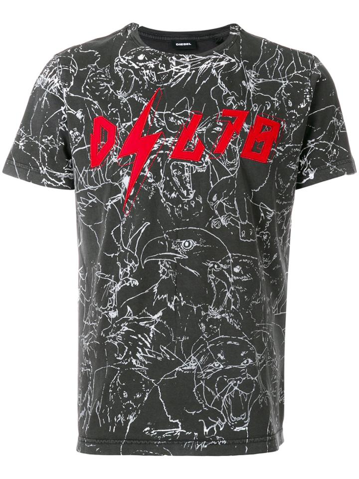 Diesel Appliqué Detail T-shirt - Black