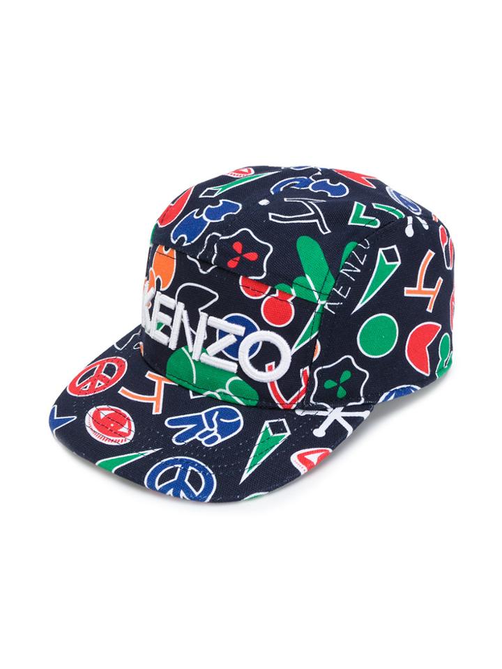 Kenzo Kids Printed Logo Cap - Blue