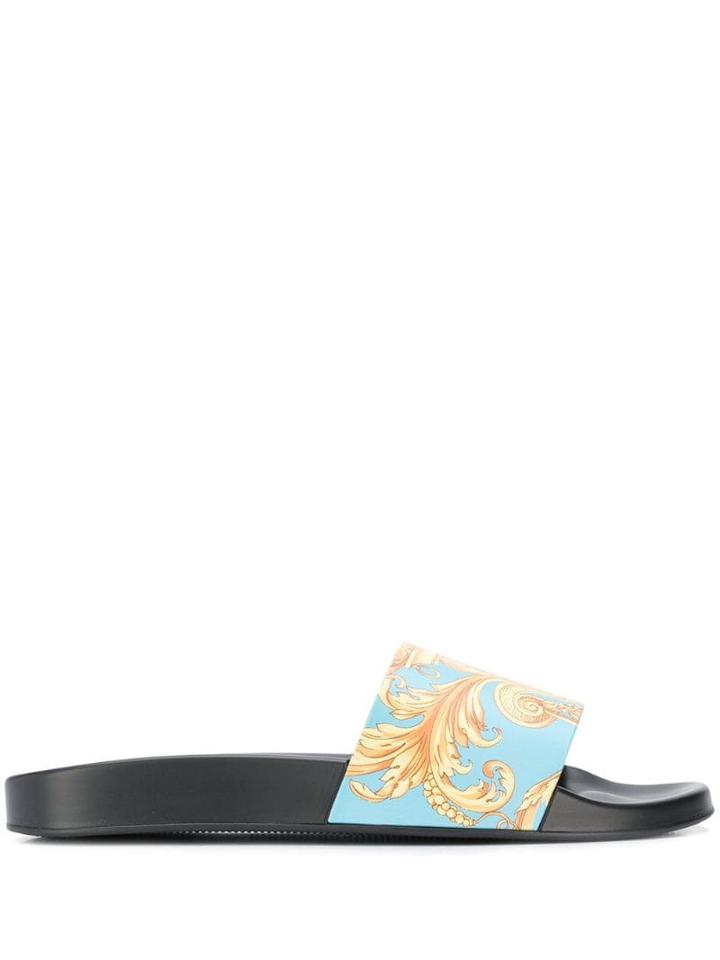 Versace Baroque Motif Slides - Yellow
