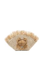 Aranáz Malia Woven Crab Clutch - Neutrals