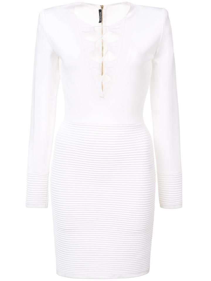 Balmain Lace-up Dress - White
