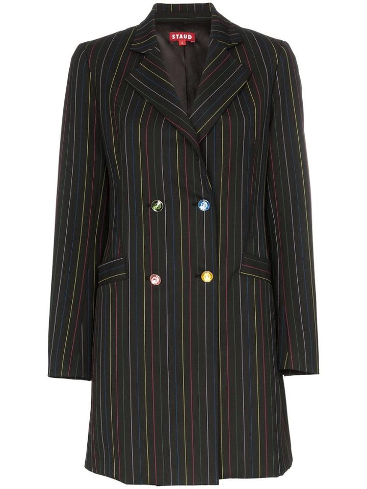 Staud Roxy Rainbow Stripe Blazer Mini Dress - Black