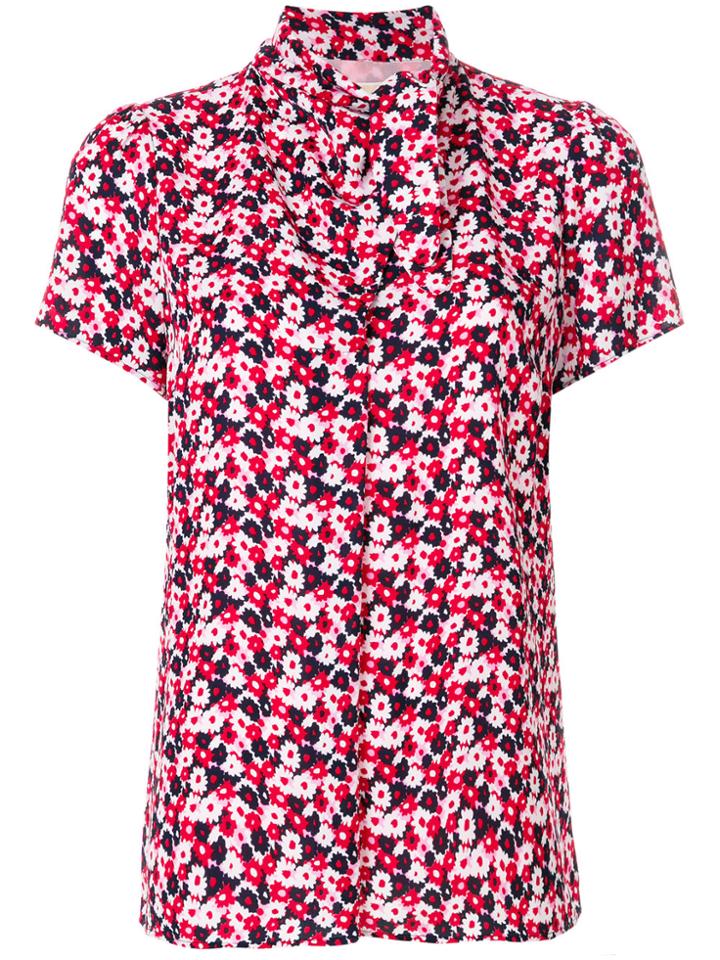 Michael Michael Kors Floral Tie Neck Blouse - Red