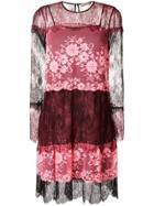 Twin-set Panelled Lace Mini Dress - Pink & Purple