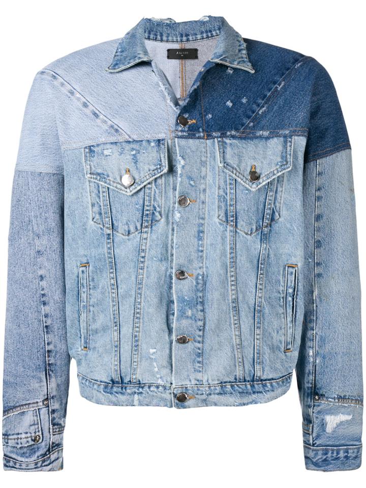 Amiri Reconstructed Denim Trucker Jacket - Blue