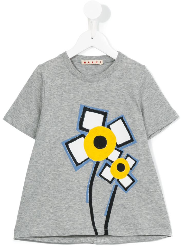 Marni Kids Flower Print T-shirt, Girl's, Size: 12 Yrs, Grey