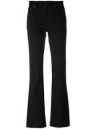 Saint Laurent Flared Raw Edge Jeans, Women's, Size: 28, Black, Cotton