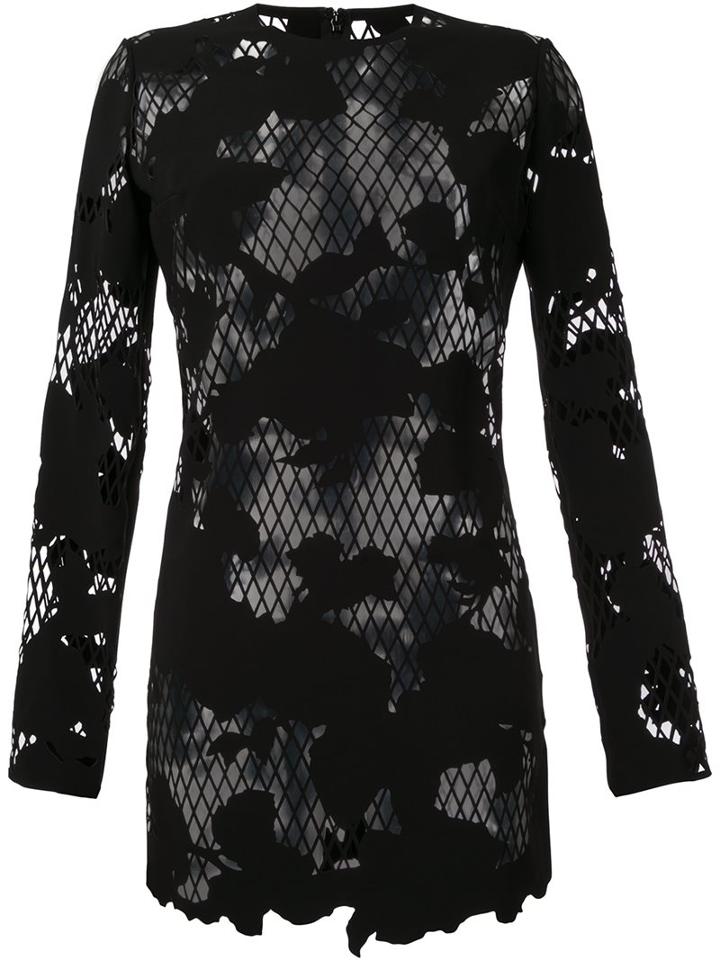 Anthony Vaccarello Semi Sheer Floral Dress, Women's, Size: 40, Black, Polyurethane/polyethylene