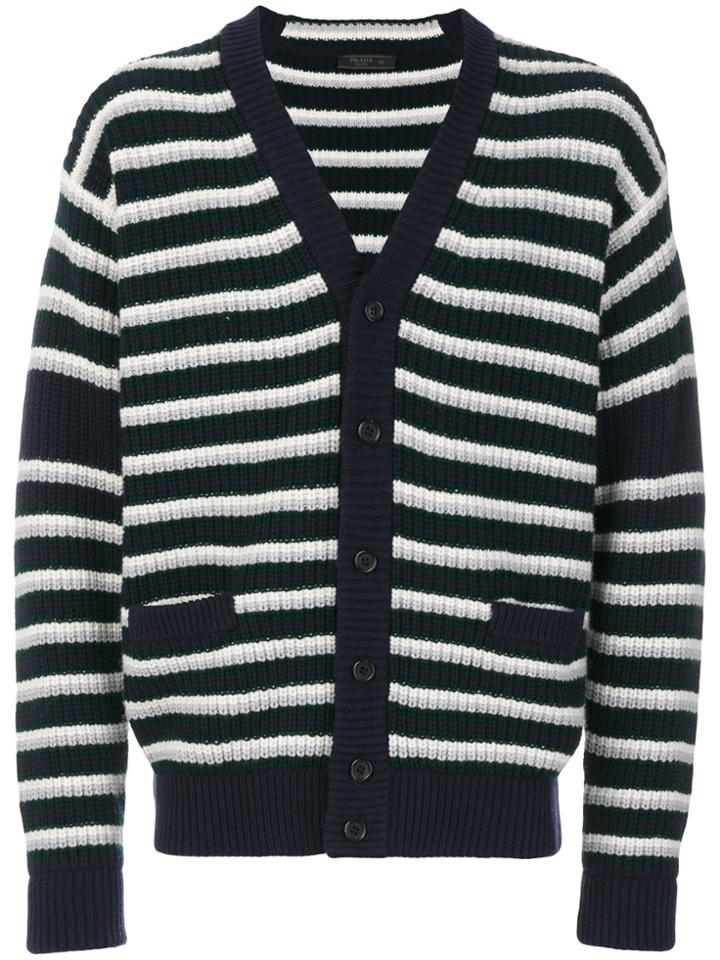 Prada Striped Cardigan - Blue