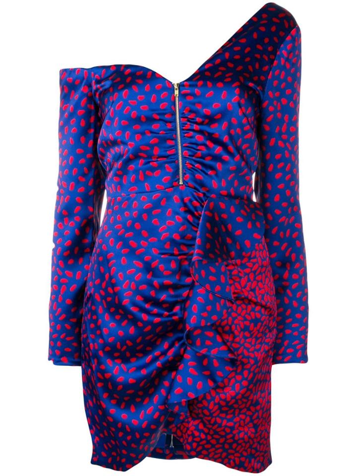 Self-portrait Printed Off-shoulder Dress - Blue