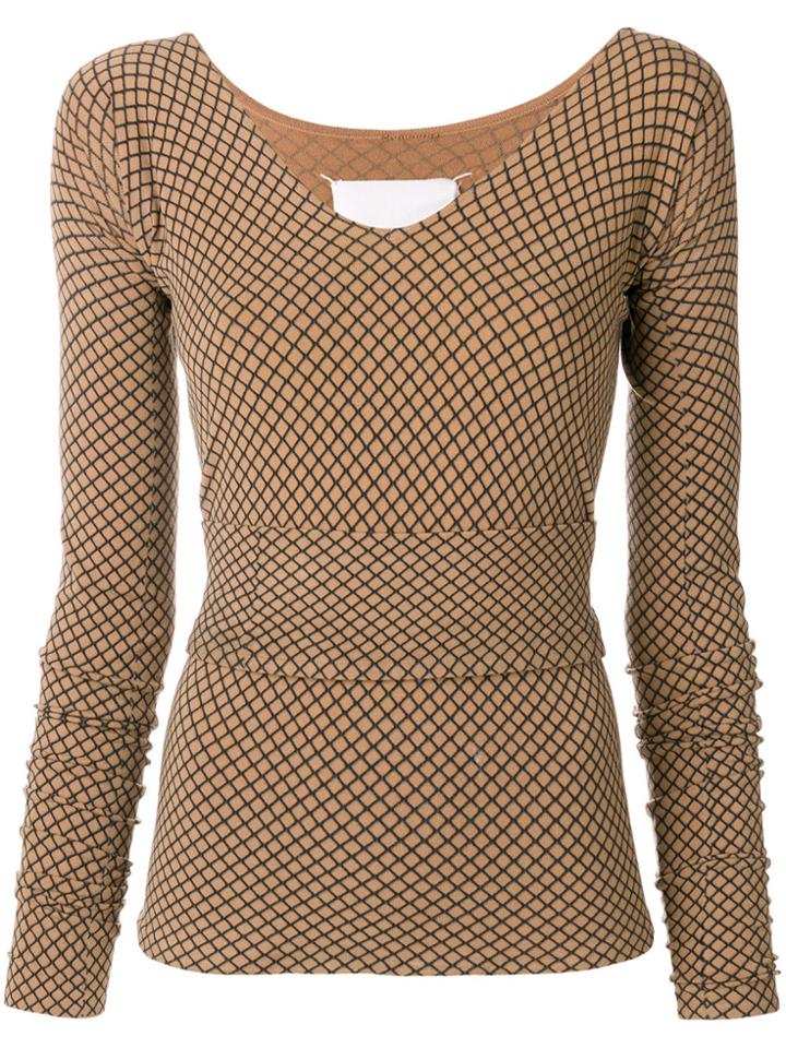 Maison Martin Margiela Vintage Mesh Print Top - Brown