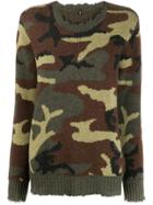 R13 Camouflage Intarsia Jumper - Green