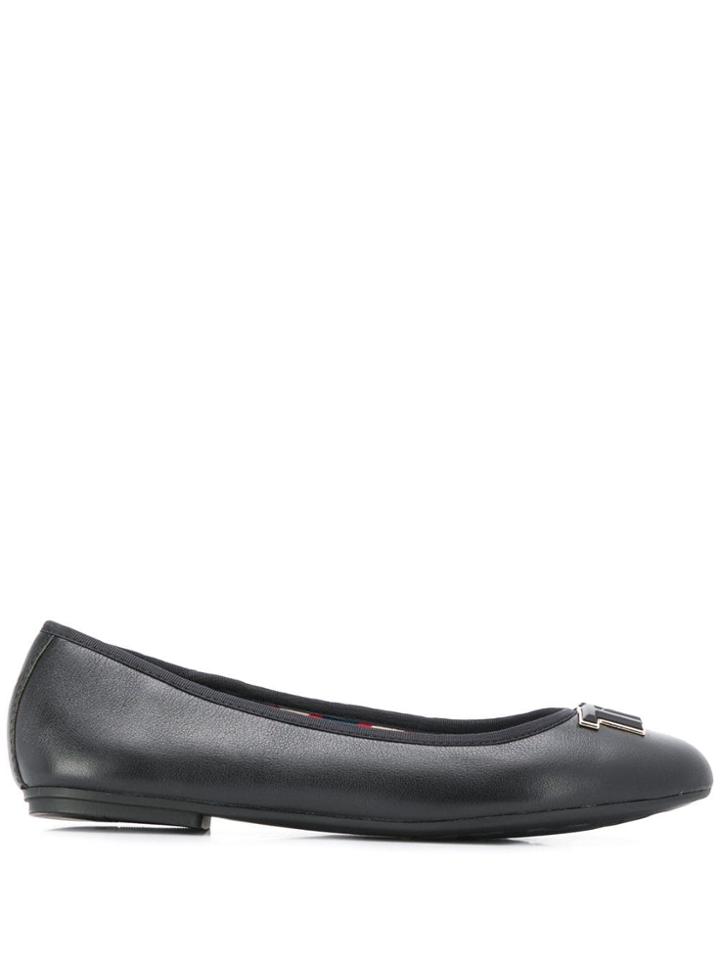 Tommy Hilfiger Logo Hardware Ballerina Shoes - Black