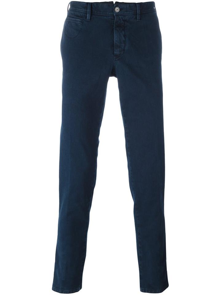 Pt01 Stretch Chino Slim Trousers, Men's, Size: 52, Blue, Cotton/spandex/elastane