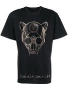 Frankie Morello Embellished Cat Graphic T-shirt - Black