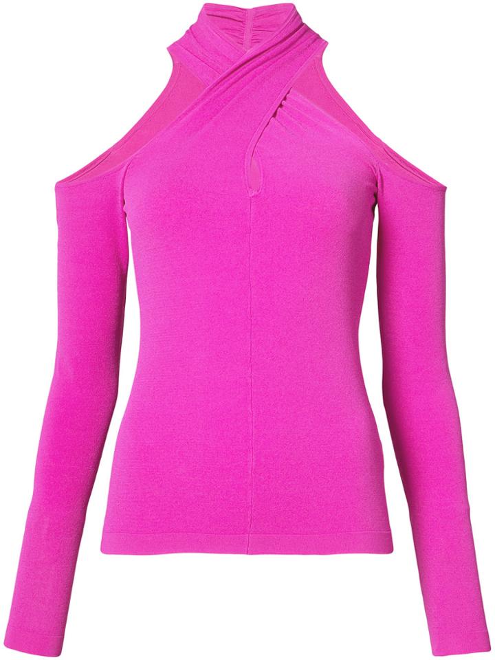 Milly Crisscross Neck Blouse - Pink & Purple