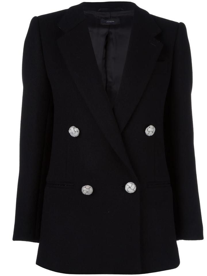 Joseph Double-breasted Long Coat, Women's, Size: 40, Black, Wool/polyester/polyimide/viscose