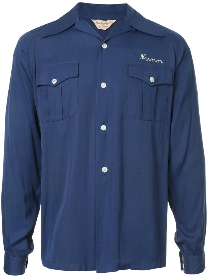 Fake Alpha Vintage 1950s Bowling Shirt - Blue