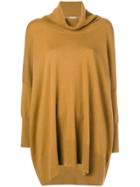N.peal Cowl Neck Knitted Poncho - Yellow & Orange