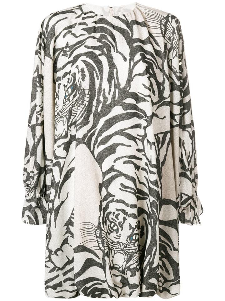 Valentino Tiger Print Shift Dress - Neutrals