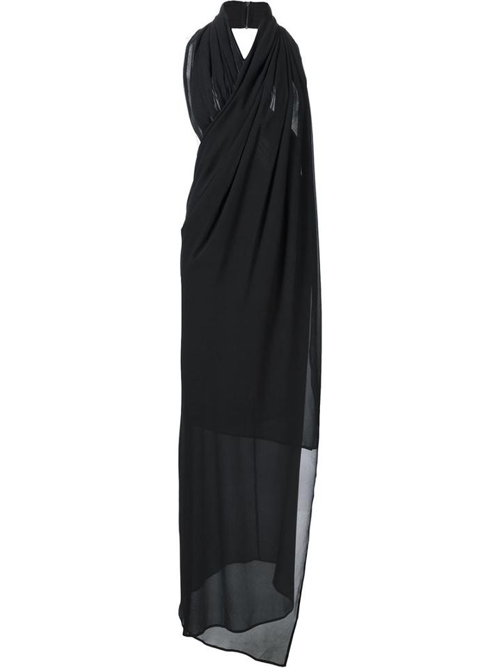 Isabel Benenato One-shoulder Column Sheer Dress, Women's, Size: 40, Black, Silk