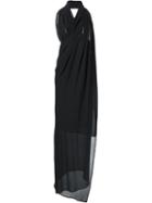 Isabel Benenato One-shoulder Column Sheer Dress, Women's, Size: 40, Black, Silk