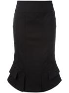 Tom Ford Flared Hem Fitted Skirt, Size: 42, Black, Cotton/spandex/elastane