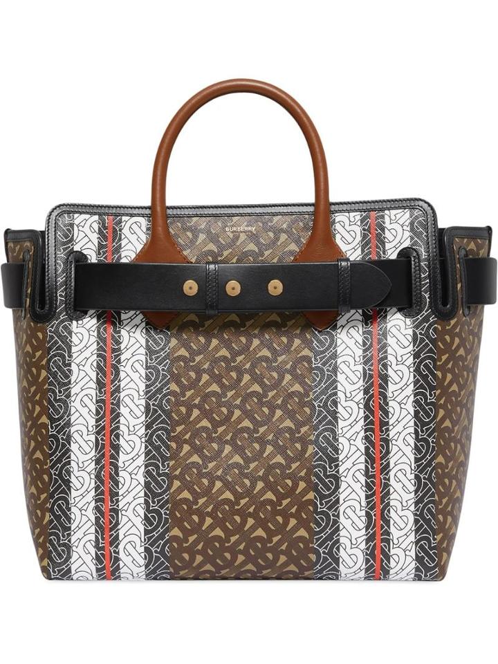 Burberry The Medium Monogram Stripe E-canvas Tote Bag - Brown
