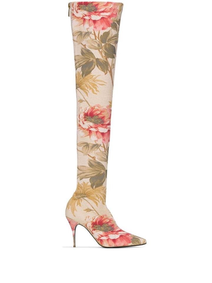 Zimmermann Floral 100mm Over-the-knee Boots - Pink