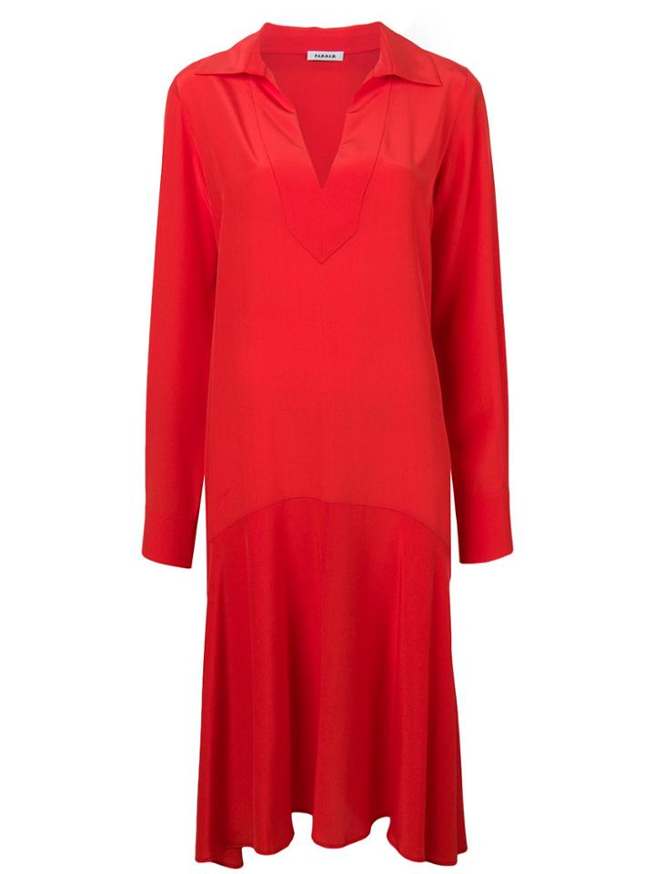 P.a.r.o.s.h. Frill Hem Shirt Dress - Red