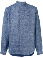Costumein - Standing Collar Shirt - Men - Linen/flax - 46, Blue, Linen/flax
