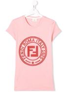 Fendi Kids Teen Printed Ff Logo T-shirt - Pink