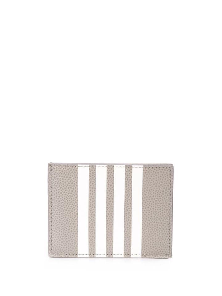 Thom Browne 4 Bar Stripe Cardholder - Grey