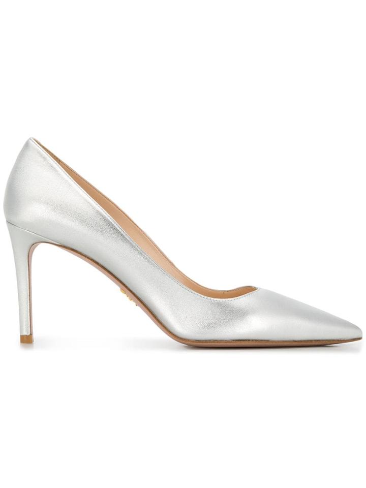 Prada Classic Metallic Pumps - Silver