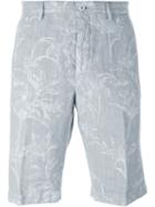 Etro Floral Print Bermuda Shorts, Men's, Size: 50, Grey, Linen/flax