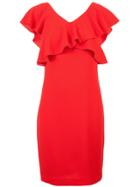 Trina Turk Ruffle Front Midi Dress - Red