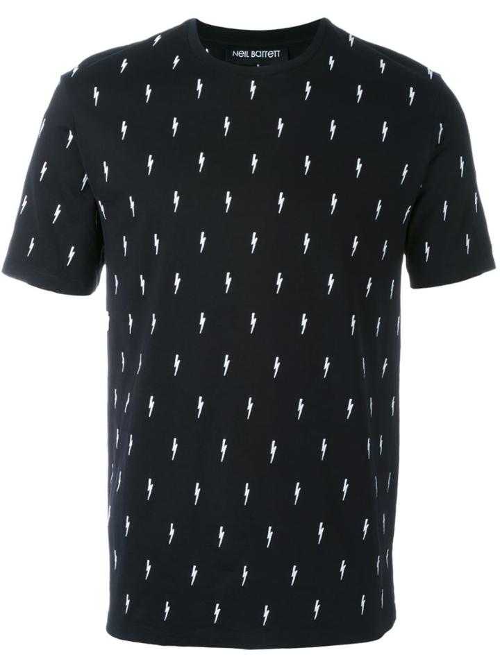 Neil Barrett Embroidered Lightning Bolt T-shirt, Men's, Size: Xl, Black, Cotton