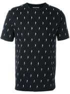 Neil Barrett Embroidered Lightning Bolt T-shirt, Men's, Size: Xl, Black, Cotton