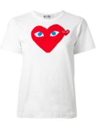 Comme Des Garçons Play Heart Print T-shirt, Women's, Size: Small, White, Cotton