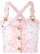 House Of Holland Heart Printed Dungaree Crop Top, Size: 10, Pink/purple, Cotton/polyester/polyamide