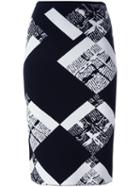 Roland Mouret Printed Straight Skirt, Women's, Size: Small, Black, Nylon/viscose