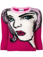 Moschino Face Pattern Sweater - Pink & Purple