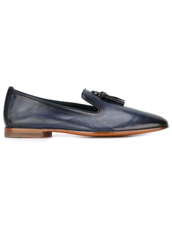 Santoni Tasseled Loafers, Women's, Size: 38.5, Blue, Leather
