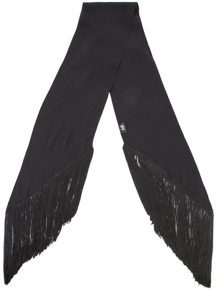 Rockins 'plain' Fringed Skinny Scarf, Women's, Black, Silk