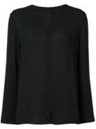 Peter Cohen Collarless Shirt, Women's, Size: Medium, Black, Silk