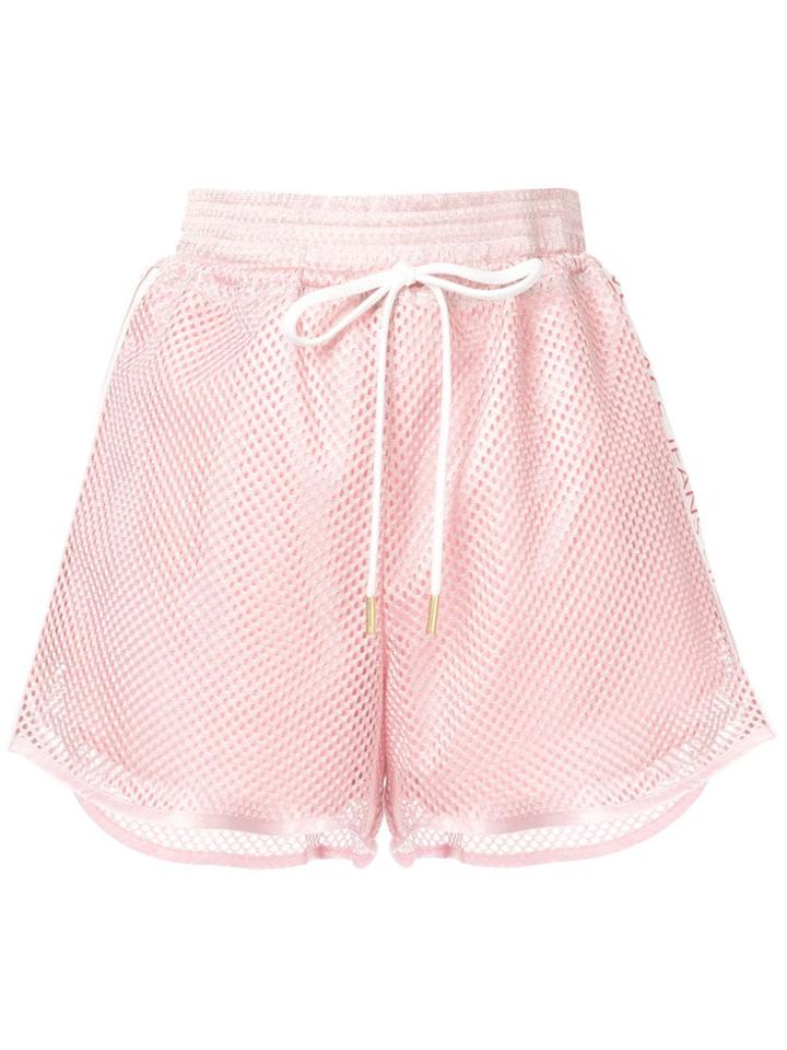 Versace Jeans Logo Stripes Perforated Shorts - Pink