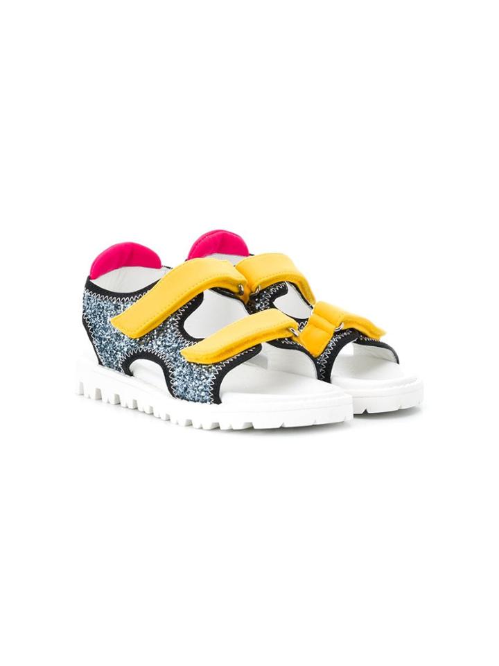 Marni Kids Teen Contrast Panel Sandals - Grey