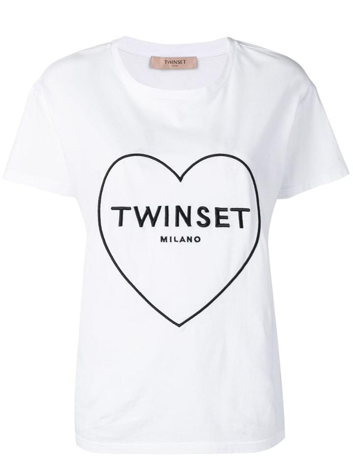 Twin-set Heart Embroidered T-shirt - White